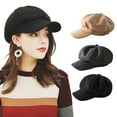 thumbnail image 3 of Peaked Caps Retro Fashion Warm Woolen Beret Octagonal Hats Easy Matching Sun Visor Design Windproof Headgear for Theme Party Light Gray, 3 of 6