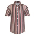 thumbnail image 5 of MODA NOVA Big & Tall Men's Striped Shirt Short Sleeve Button Down Beach Shirt Khaki Blue 2XLT, 5 of 6