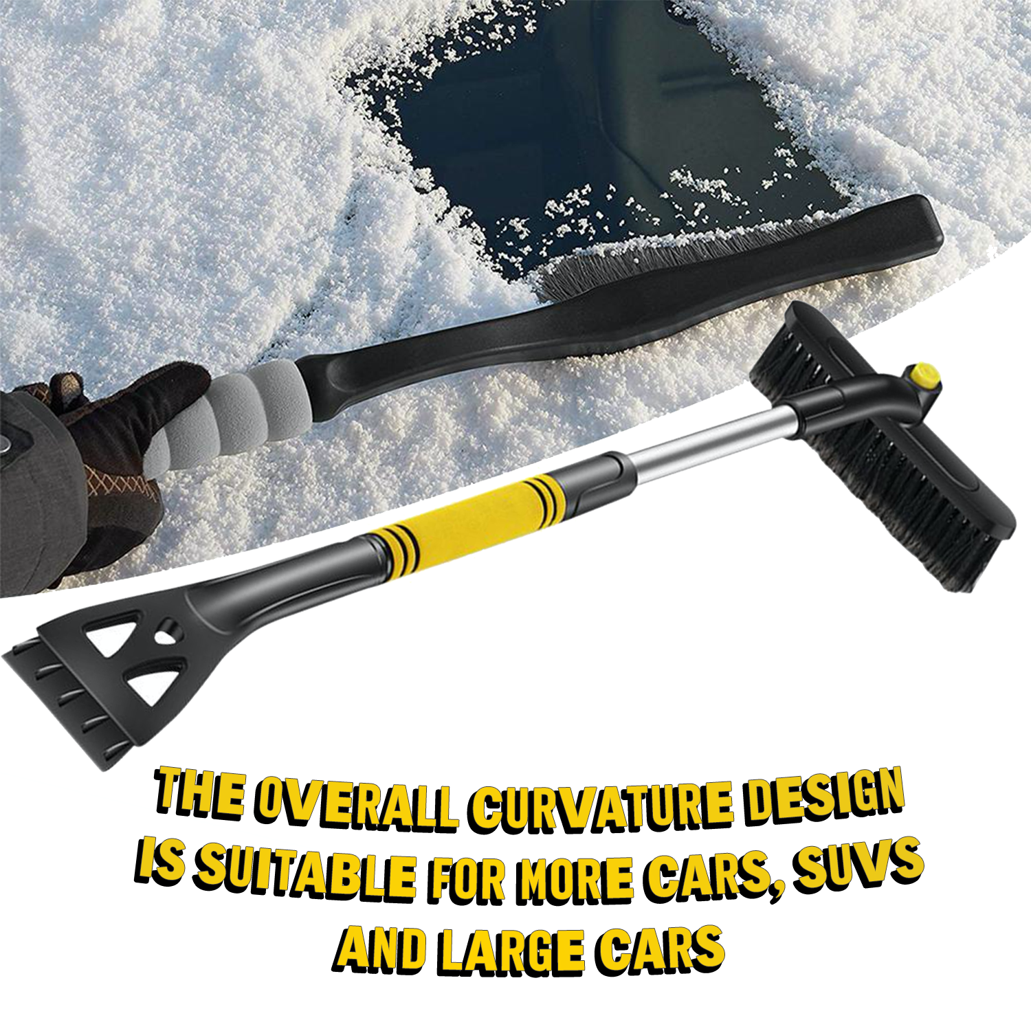 nbsp;3 in Car Snow Brush Ice Removal Shovel Retractable Windshield Ice  Scraper Snow Broom Telescopic Scraping Glass Frost Tools Yellow 