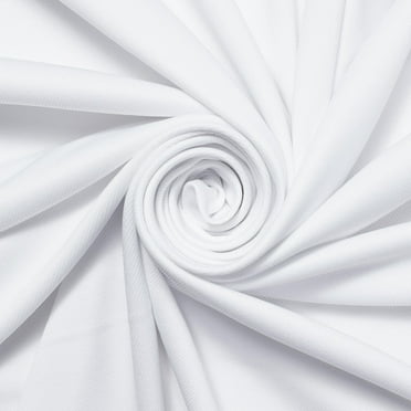 Stretch Twill French Terry - White Polyester Spandex 62" Fabric by The Yard (1 Yard)