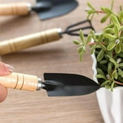 Moocorvic Mini Garden Tool Set, 3 Pieces Portable Mini Gardening Kit Including Hand Shovel, Transplant Shovel, Cultivator Hand Rake With Soft Wood Non-Slip Handle, Iron H