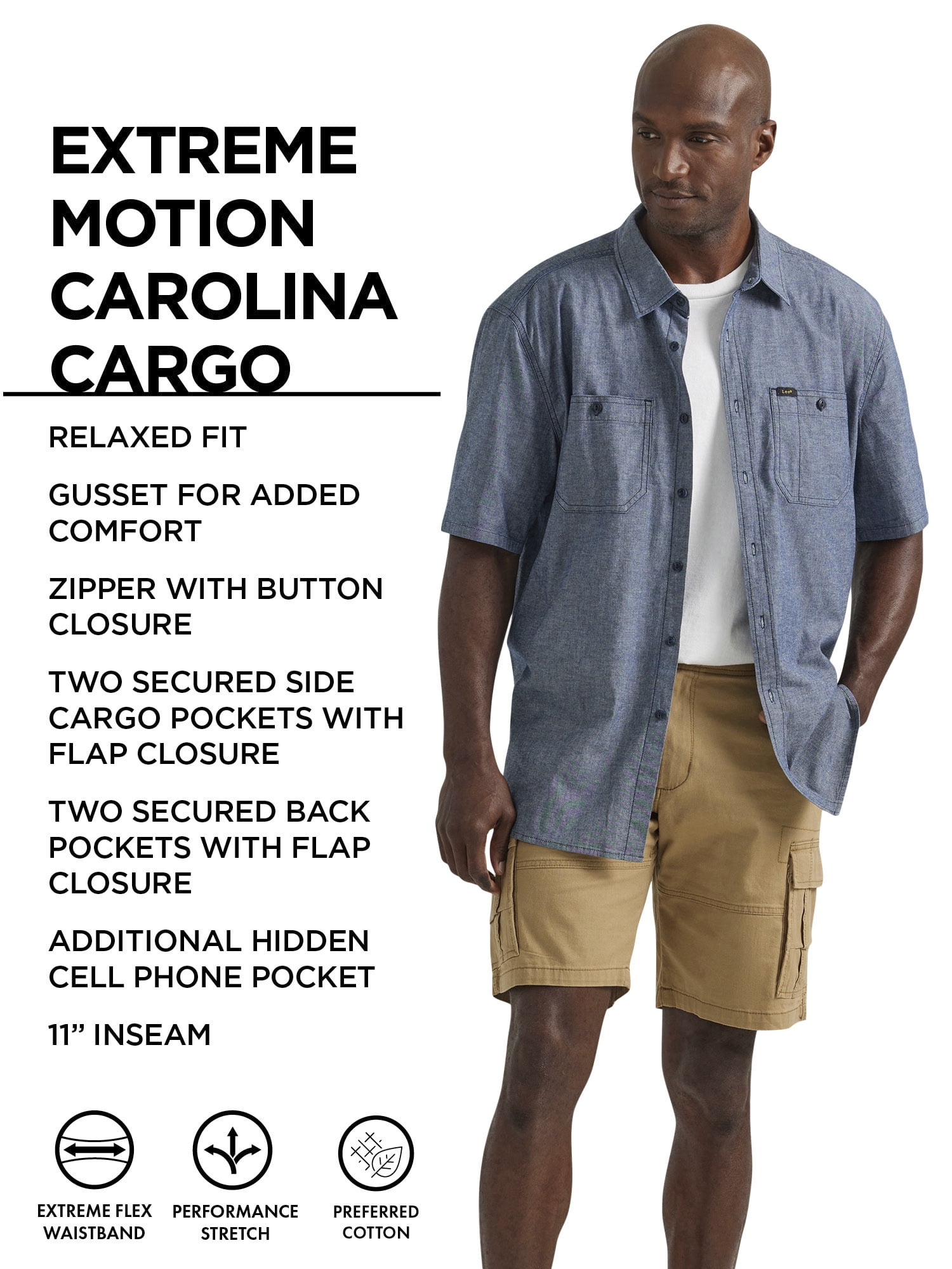 Lee® Men's Extreme Motion Carolina Cargo Short with Flex Waistband
