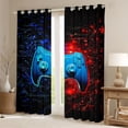 thumbnail image 2 of Homewish Gamer Gaming Black Out Curtains,Abstract Geometric Stripe Curtains Pack of 2 (42x63 Each),Gradient Red Blue Bedroom Curtains For Boys Teens,Microfiber Bedroom Decor, 2 of 6