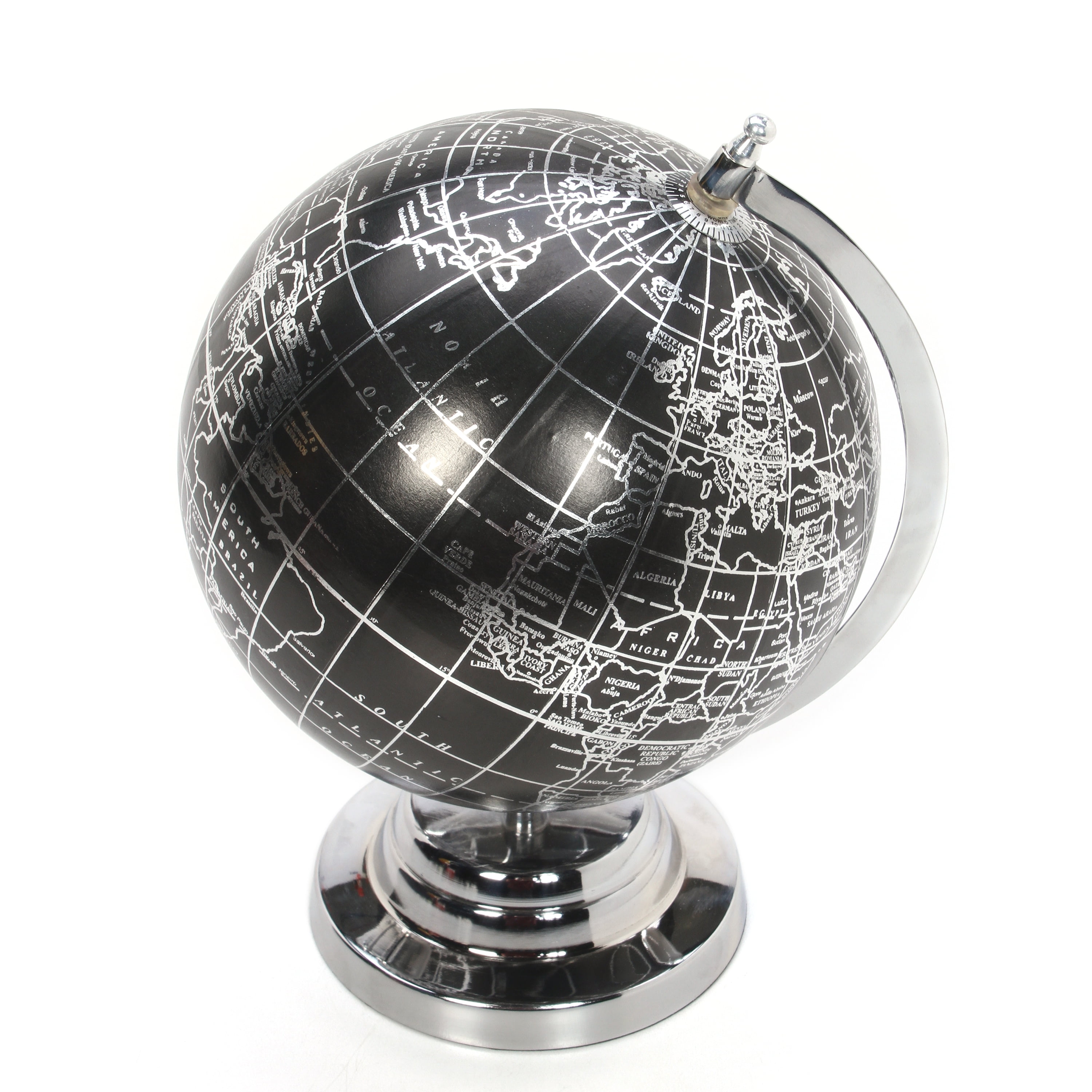  ANNOVA Metallic World Globe Black –  Educational/Geographic/Modern Desktop Decoration - Stainless Steel Arc and  Base/Earth World - Metallic Black - for School, Home, and Office (10-Inch)  : Toys & Games