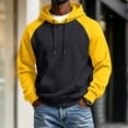 thumbnail image 2 of Fabrcox Hoodies for Men Fleece Lined Raglan Oversized Mens Hooded Sweatshirts Color Block Fall Winter Warm Athletic Long Sleeve Mens Pullover with Kangaroo Pocket Black S, 2 of 5