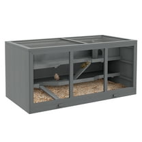 Extra Large Wooden Hamster Cage, Gerbil Cage, and Other Small Animal , Hamster with Opening Roof, Hut, Ramps, Gray Gray   Wood