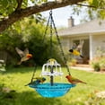 thumbnail image 5 of Rewenti Solar Cascades Hanging Bird Bath Fountain Large Hummingbird Water Glass Bowl Pump, 5 of 5