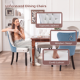 thumbnail image 3 of EHANCIS Modern Tufted PU Leather & Velvet Upholstered Dining Chairs, Set of 2, Kitchen Side Chairs with Nailhead Trim & Solid Wood Legs, White/Blue, 3 of 8