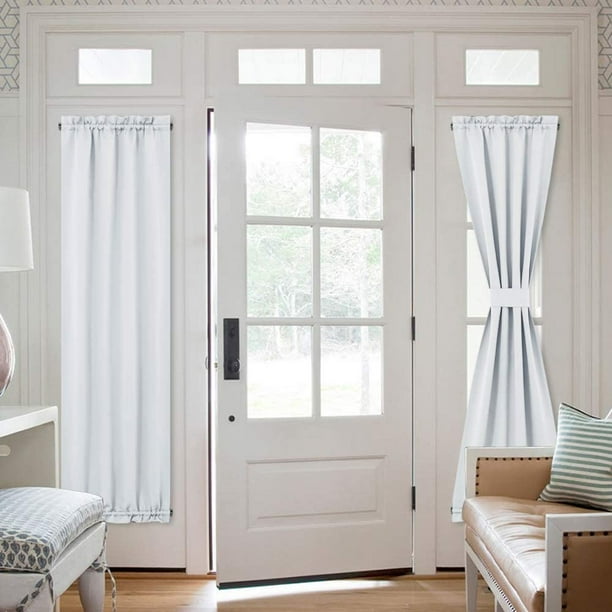 Blackout Sidelight Curtain Panels Room Darkening Thermal French Door Curtains With Top And Bottom Rod Pocket Tie Back Included Greyish White W25 X L72 1 Panel Com Blackout Sidelight Curtain Panels Room, Rod Pocket Curtains Top And Bottom