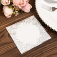 thumbnail image 4 of Efavormart 20 Pack White Soft Paper Beverage Napkins with Silver Foil Lace Design, 3 Ply European Style Wedding Cocktail Napkins - 18 GSM, 4 of 5