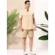 thumbnail image 4 of Lars Amadeus Camisa de lino informal para hombre, cuello levantado, manga corta, cierre de botón, camisetas henley Caqui S Unique Bargains Camisa, 4 of 6