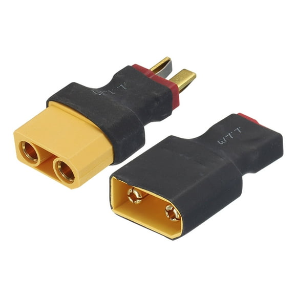 Adaptador de conector Uxcell 2Pcs XT90 macho a T-Plug hembra XT90 hembra a T-Plug macho para batería RC, convertidor de batería LiPo RC