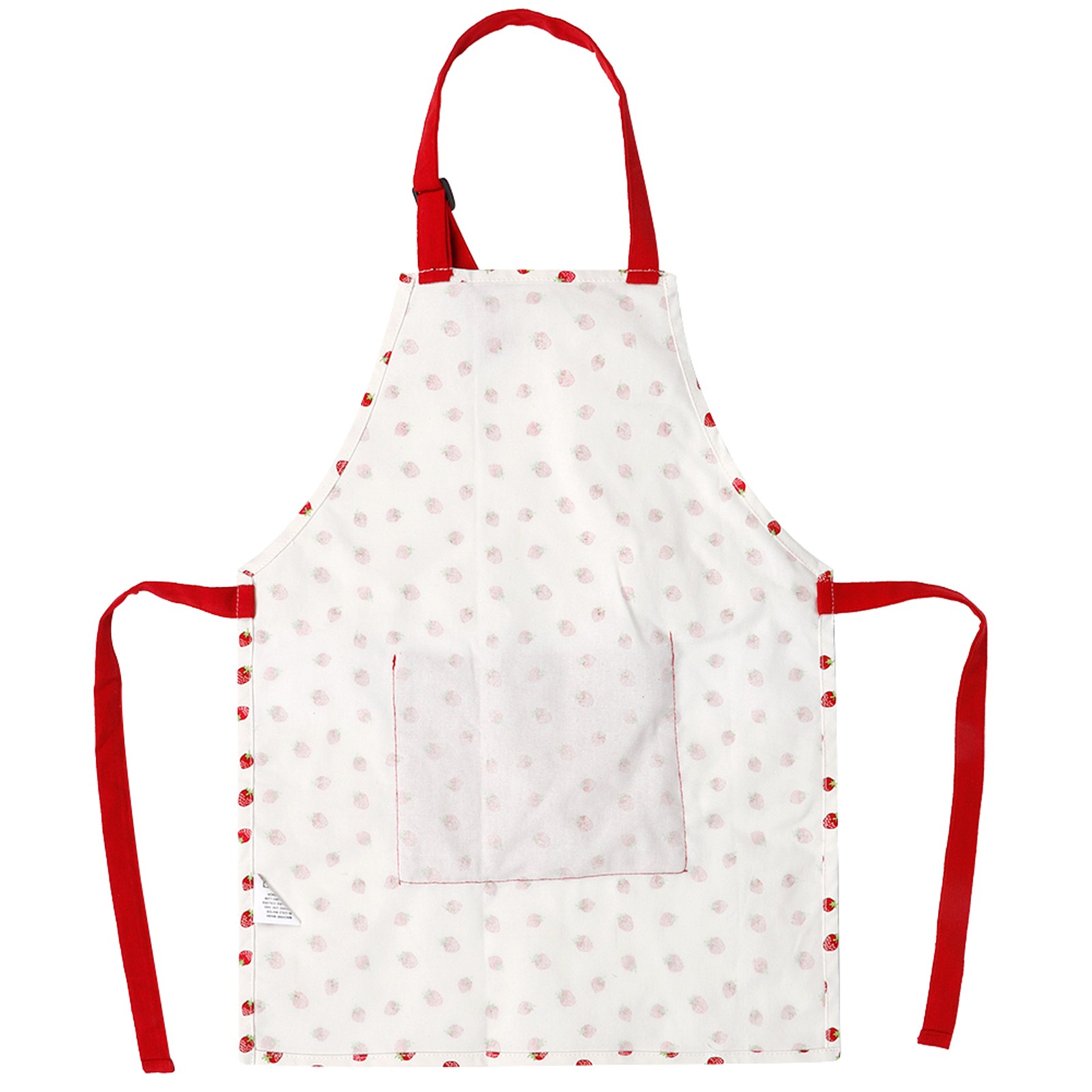 BIMZUC Kids Cotton Apron for Cooking, Baking, and Painting with Adjustable Neck Strap, Red Strawberry
