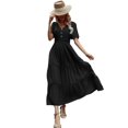 thumbnail image 2 of adviicd Robes pour Femmes Robe d'Été Imprimée en Dentelle Contrastée Col Rond Sans Manches Ligne Courte Noire,m, 2 of 5