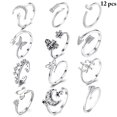thumbnail image 2 of Anneaux ouverts Mode Réglable - 12pcs Novelty Boho Boho Anneaux de doigts, 2 of 10