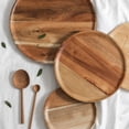thumbnail image 4 of Ame Natural Solid Wood Tray Round Plate Acacia Wood Large Wood Serving Tray Tea Food Server Dishes Water Drink Platter Breakfast Tea Tray, 4 of 8
