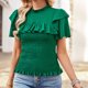 thumbnail image 4 of Elegante blusa informal de manga corta con cuello redondo para primavera y verano para mujer OAVQHLG3B Store lin121212, 4 of 5