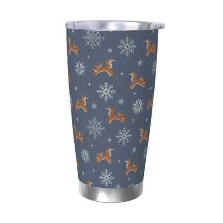 

Qekee Squirrel And Snowflakes Print 20OZ Car Cup Stainless Steel Vacuum Insulated Tumbler Tumbler Cup With Lid And Straw Travel Coffee Mug-Without Straw
