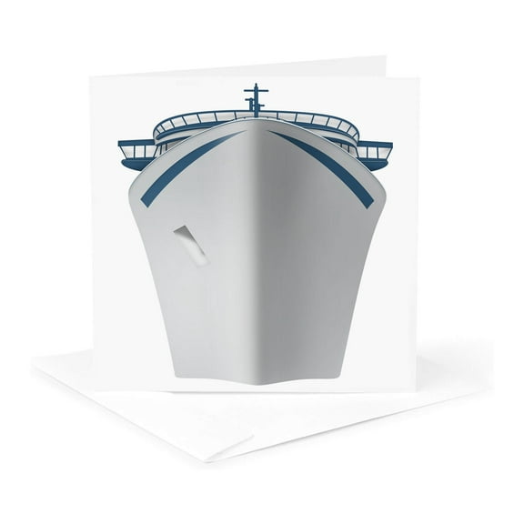 3dRose, Blue and White Cruise Ship, 1 Greeting Card with envelope