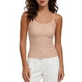 thumbnail image 2 of Tank Tops for Women Women's Solid Color Camisole Top With Built-In Bra Pads That Can Be Worn As Outerwear Beige XL, 2 of 7