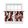 thumbnail image 2 of Red Gray Stripes Sheer Curtains 54 Inches Long 2 Panels Abstract Art Modern Light Filtering Semi Sheer Window Curtains Drapes for Bedroom Living Room 52"x54", 2 of 7