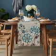 thumbnail image 2 of Blue Tulip Table Runner - 72 Inch Long, Kitchen Dining Table Runner Dresser Scarves, Vintage Flowers Leaves Butterfly Khaki Rustic Farmhouse Decor for Coffee Tables Wedding Party Banquet, 2 of 8