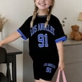 thumbnail image 2 of Girls Letter Print Short Sleeve Shorts Casual Summer Outfit for Toddler Kids Baby Girl Thanksgiving Outfit 3-6 Months 7-8 Years, 2 of 4