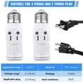 thumbnail image 6 of SHUWND 2 PACKS E26 Light Socket to Plug Adapter, Heat-Resistant 2/3 Prong Light Socket Outlet Light Socket Adapter for Garage Porch, White, 6 of 8