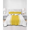 thumbnail image 2 of Quilts Twin Size Bedding Set, Yellow Geometric Lightweight Quilted Comforter, Modern Striped Abstract Art Aesthetics Soft Reversible Bedspread Coverlet with Pillow Covers for All Season, 68" x 86", 2 of 7