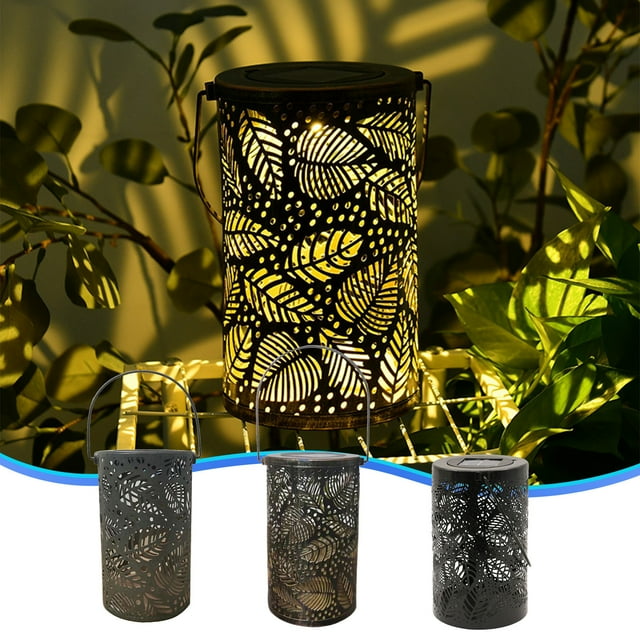 Xihbxyly Artículos Por Menos de 5 Dólares. Faroles Solares Colgantes para Exteriores, Faroles Decorativos de Metal Ahuecados, Luz Led Decorativa para Jardín, Decoración Delicada para Jardín y Patio