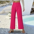 thumbnail image 2 of Summer Pants for Women 2025 Women's Wide Leg Work Pants High Waist Business Casual Slacks Trousers Sweat with Pockets Petite Trousers for Women Dress Women's Work Zipper Leggings Mom Red 2XL, 2 of 5