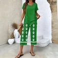 thumbnail image 2 of Capri Sets Women 2 Piece Outfits Casual Wide Leg Crop Pants and Top Matching Set Summer Holidays Beach Clothes, 2 of 4