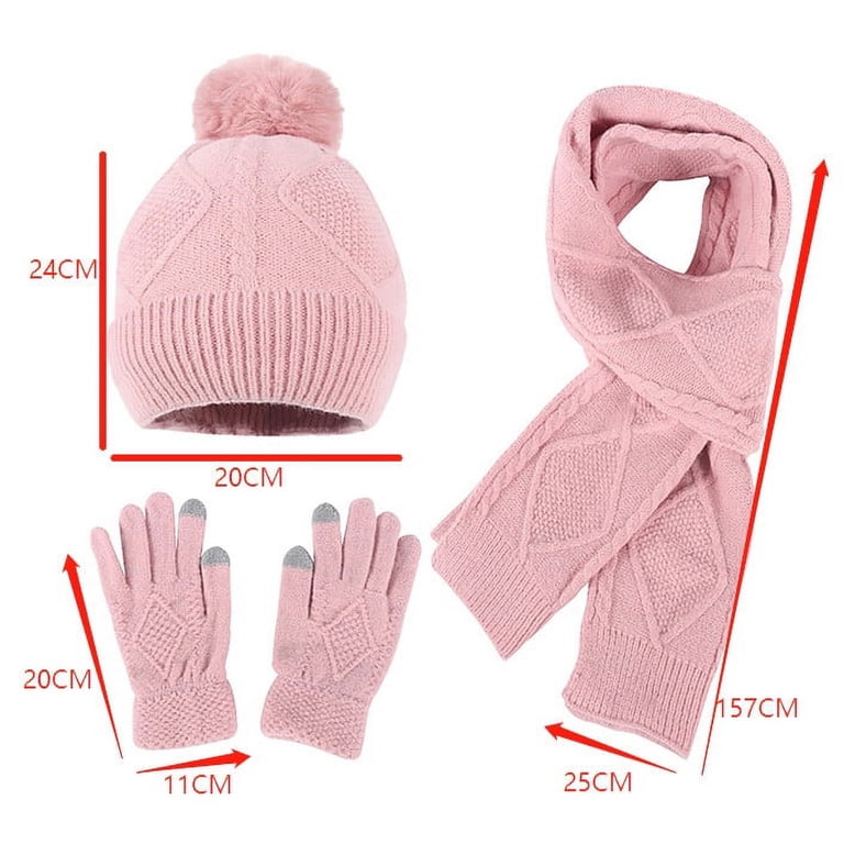 Warm Fleece Knit Hat Scarf Gloves Set Touch Screen Winter Accessories FAHXNVB Winter Beanie Hat Scarf Gloves Set for Men and Women  main image 3