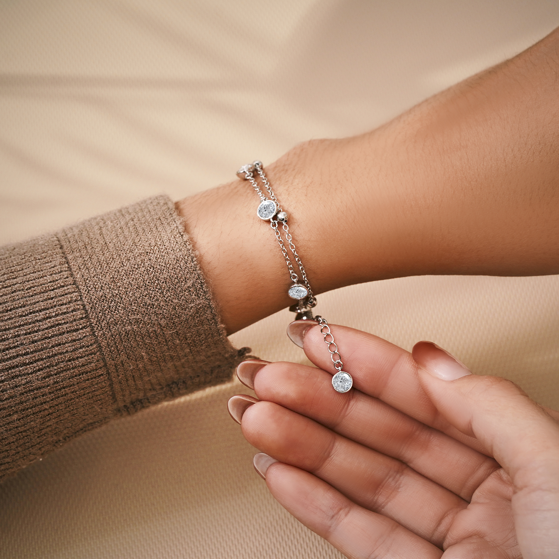 JeenMata 3.5 Carat Cubic Zirconia Double Layer Bracelet photo 4