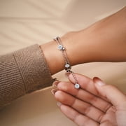 JeenMata Jewelry JeenMata 3.5 Carat April Cubic Zirconia Birthstone Double Layer Bracelet - in White… — $19.00 (21% off)