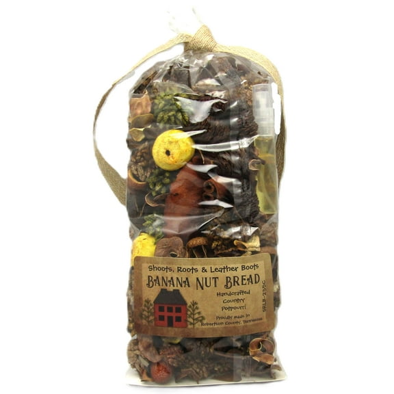 Shoots, Roots & Leather Boots Banana Nut Bread Botanical Handcrafted Potpourri â€“ 5 Cup Bag with 5ml Starter Refresher Oil â€“ Baked Comfort Bowl Filler Fragrance