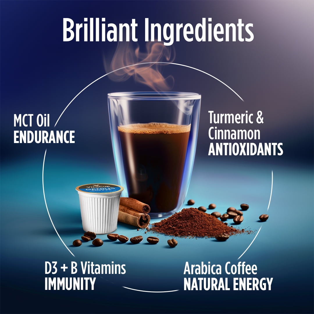 Vitacup Decaf Genius Keto Coffee Pods Compatible w/ K-Cup Brewers, 16 Ct