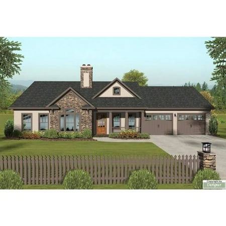 TheHouseDesigners-3063 Construction-Ready Ranch House Plan with Slab Foundation (5 Printed
