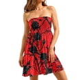 thumbnail image 2 of Summer Dresses for Women Hawaiian Printed Sleeveless Tube Dress Off Shoulder Smocked Ruffle Summer Beach Vacation Outfits, 2 of 7