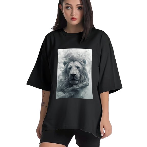Plus Size Shirt for Women Black Tops for Women Short Sleeves Shirt for Women Lion T Shirt Crewneck Shirt for Women XS