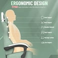 thumbnail image 4 of Luxvie Velvet Fabric Gaming Chair With Footrest, Ergonomic Comfortable Video Gamer Chair For Adult, Reclining Office Computer Desk Game Chairs With Massage Lumbar Cushion and Headrest, Green&White, 4 of 10