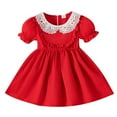 thumbnail image 2 of JUSLIO Girls Patchwork Dress Casual Crew Neck Short Sleeve Cotton Dresses Size 18 M, 2 of 8