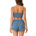 thumbnail image 3 of INSPIRE CHIC Women's Pajama Set Stretchy Knit Spaghetti Strap Runch Cami with Shorts 2 Pcs Loungewear M Blue, 3 of 5