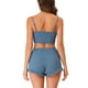 thumbnail image 3 of Conjunto de pijama INSPIRE CHIC para mujer, camiseta de tirantes ajustada de punto con pantalones cortos, 2 piezas, ropa de casa, XS, azul, 3 of 5