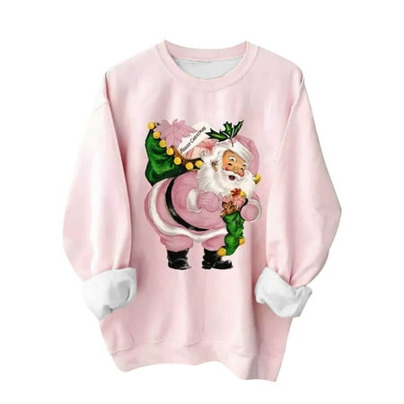 Tarmeek Ugly Christmas Sweaters for Women Funny Reindeer Print Long Sleeve Christmas Shirts Novelty Xmas Crewneck Ugly Christmas Sweatshirts Christmas Gifts for Women
