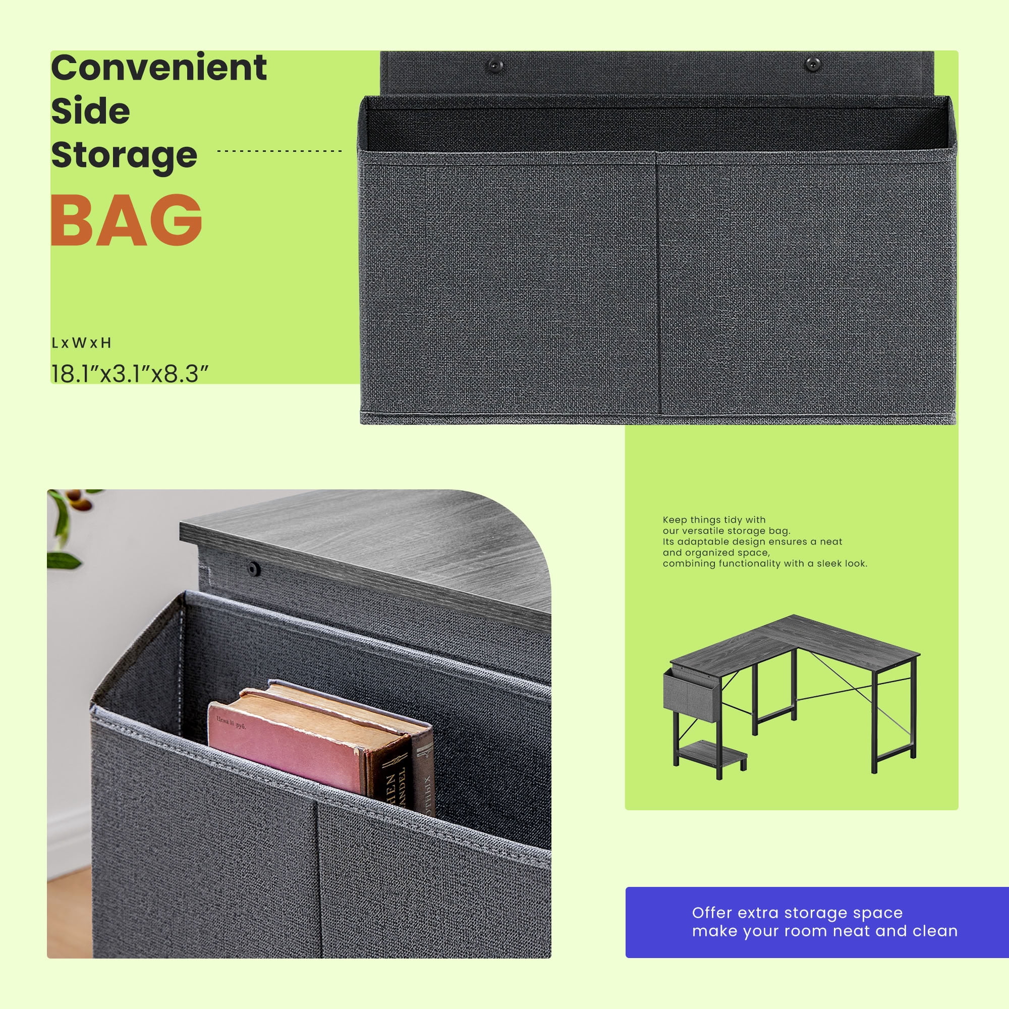 MAYEERTY 49 Inch L Shaped Corner Computer Gaming Desk with CPU Stand & Side Storage Bag, Writing Workstation 200LBS Load for Home Office Bedroom Dorm Study Game Room