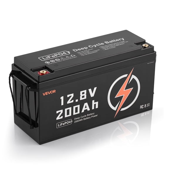 VEVOR 12V 200Ah LiFePO4 Battery, up to 15000 Cycles, Deep Cycle Lithium Iron Phosphate Battery with Built-in BMS,Low Temperature Protection,10 Years Lifetime,for Solar off-Grid Home Energy Storage