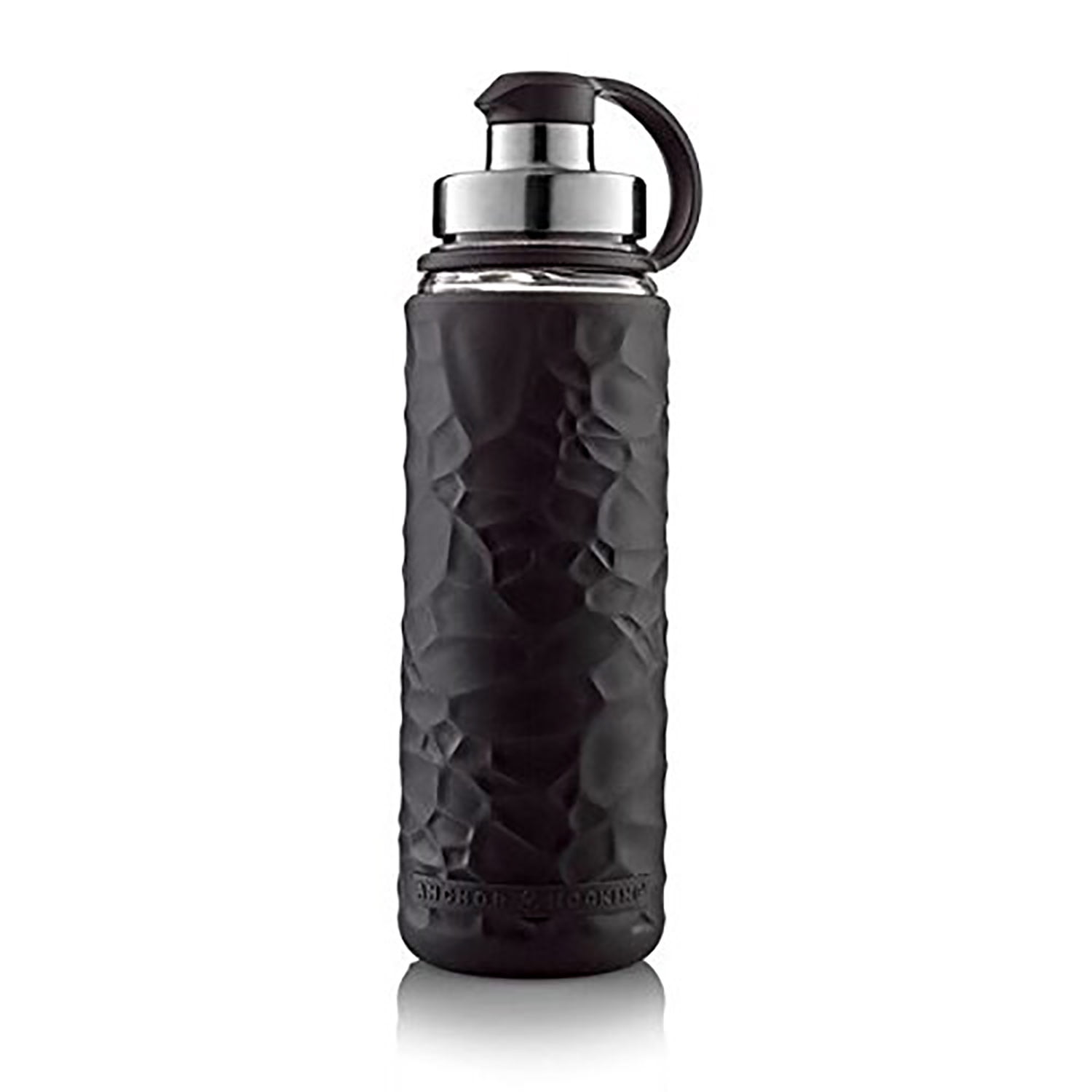Anchor Hocking Life Durable Glass Water Bottle with Silicone Sleeve, Onyx,  19.5 Ounces