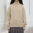 thumbnail image 2 of SGMVNU Women's Turtleneck Sweaters Long Sleeve Knitted Pullover Ribbed and Hem Trendy 2025 Fall Winter Basic Sweater Top Khaki S, 2 of 4