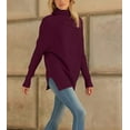 thumbnail image 5 of ZANKLEY Women's Oversized Turtleneck Sweaters Fall Batwing Sleeve Ribbed Tunic Sweater, 5 of 8